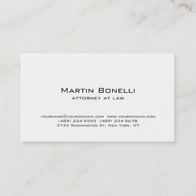 Carte de visite blanc minimaliste moderne (Devant)
