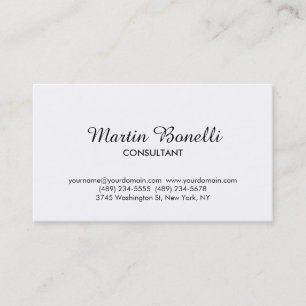 Carte De Visite Blanc minimaliste simple classique