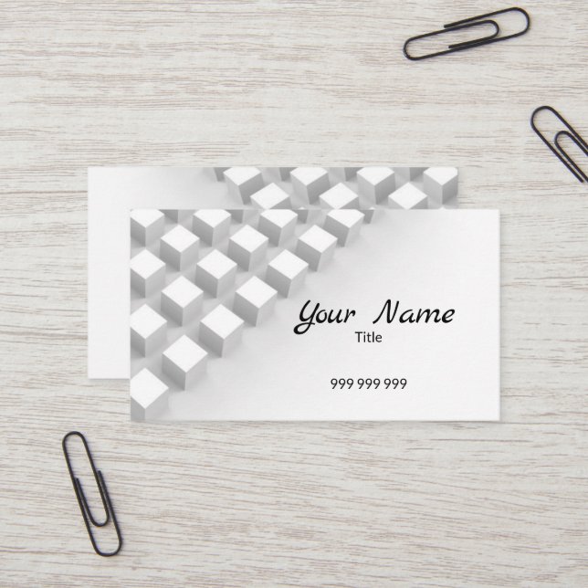 Carte De Visite Blanc moderne 3D exclusif (Devant/Arrière en situation)