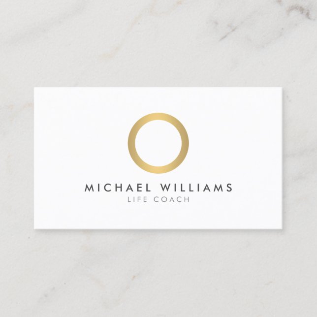 Carte de visite blanc moderne Simple Gold Circle (Devant)