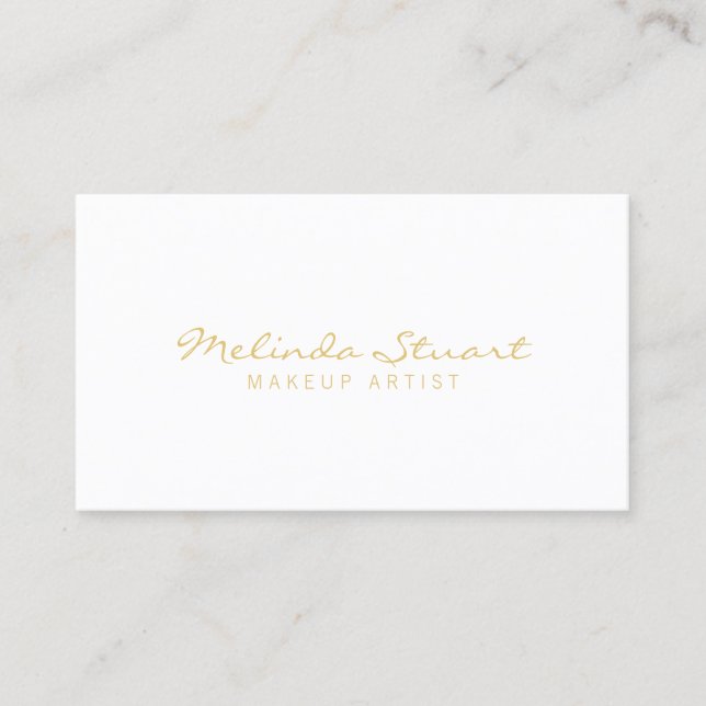 Carte De Visite Blanc moderne simple professionnel et or (Devant)
