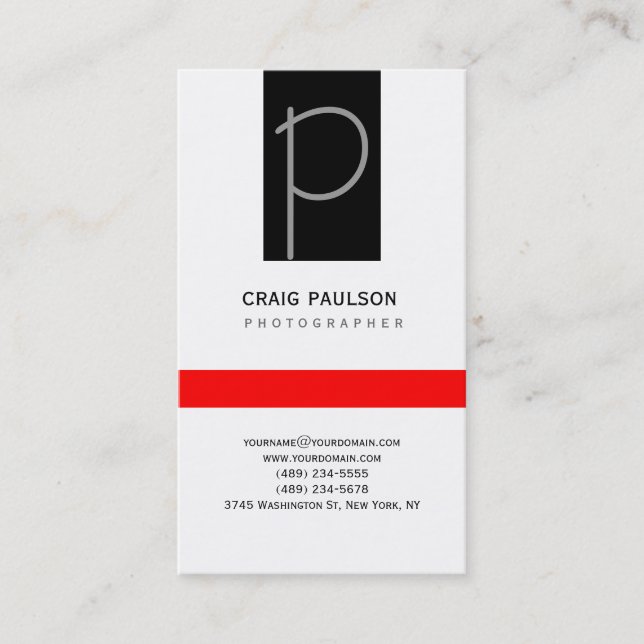 Carte de visite blanc noir gris clair (Devant)