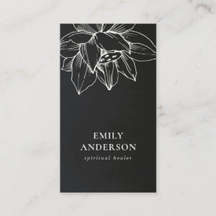 CARTE DE VISITE BLANC NOIR LOTUS SIMPLE REIKI SPIRITUEL HEALER