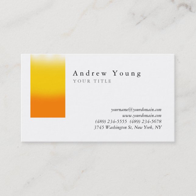 Carte de visite blanc orange élégant (Devant)