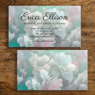 Carte De Visite Blanc Pastel Menthe Rose Floral Féminin