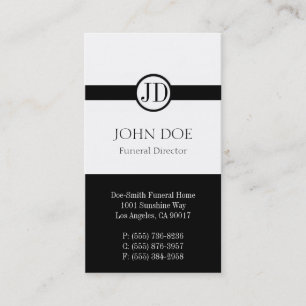 Carte De Visite Blanc pendant de directeur des pompes funèbres