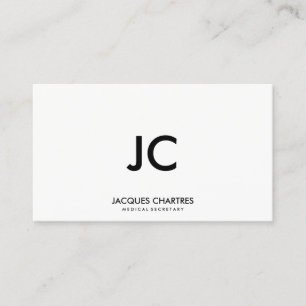Carte De Visite Blanc professionnel de monogramme minimaliste