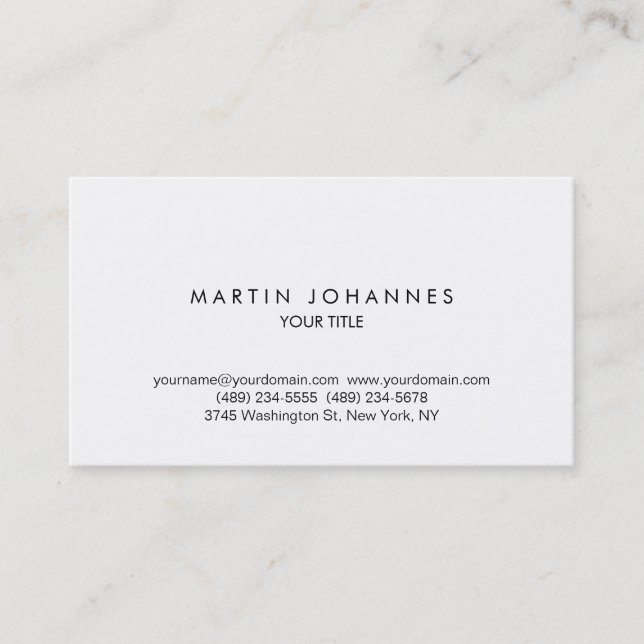 Carte de visite blanc professionnel tendance Plain (Devant)