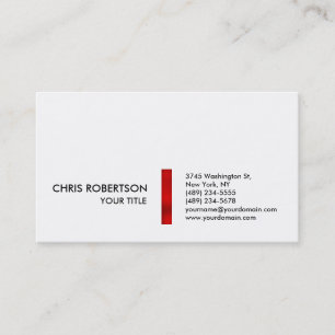 Carte de visite blanc rayé rouge élégant