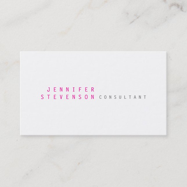 Carte de visite blanc rose clair contemporain (Devant)