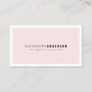 Carte de visite blanc rose minimaliste simple de