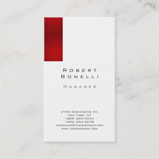 Carte de visite blanc rouge extraordinaire unique (Devant)