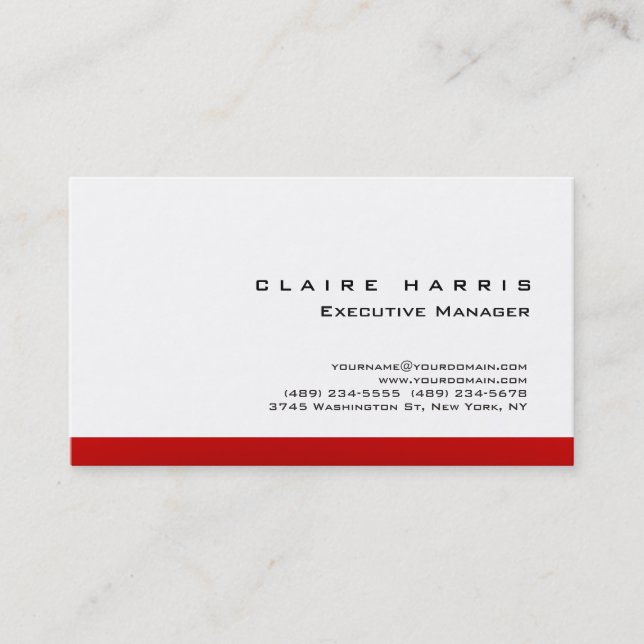 Carte De Visite Blanc rouge moderne professionnel simple (Devant)