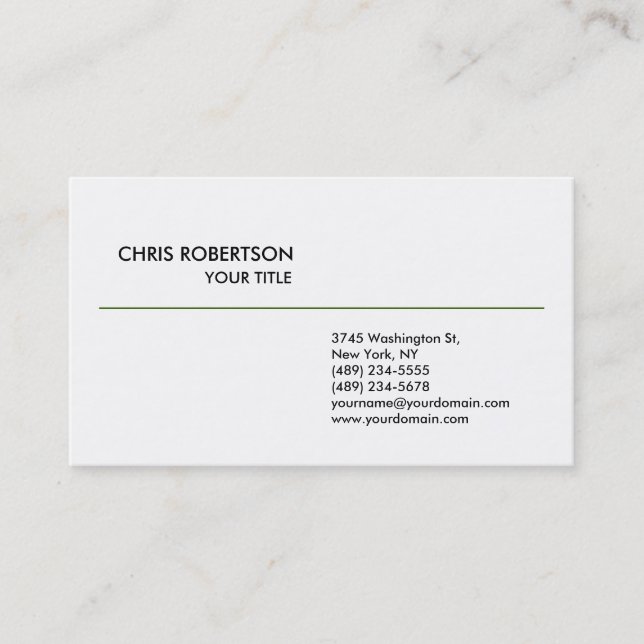 Carte de visite blanc simple ligne verte (Devant)