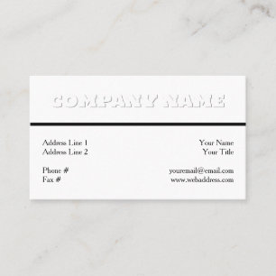 Carte De Visite Blanc sur blanc Générique Adaptable Professionnel