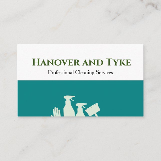 Carte De Visite Blanc Vert Simple Nettoyage Professionnel (Devant)