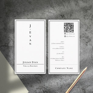 Carte de visite blanc vertical minimaliste moderne