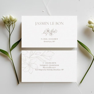 Carte De Visite BLANCHE Fleur minimaliste chic