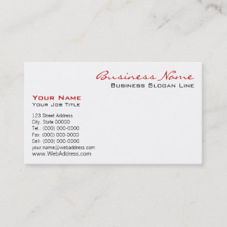 Carte de visite blanche traditionnelle