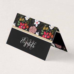 Carte De Visite Blancs de pinceau noir rose pâle