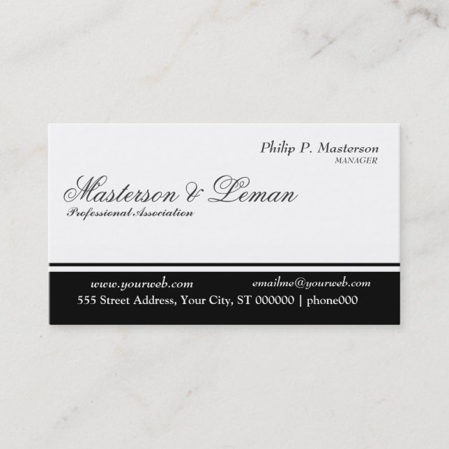 Carte De Visite Blancs noir    professionneléquilibré minimal (Devant)