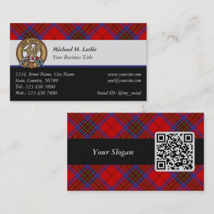 Carte De Visite Blason du clan Leslie sur tartan rouge