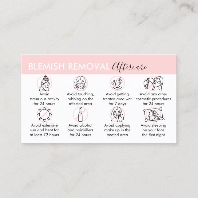 Carte De Visite Blemish Removal After Care (Dos)