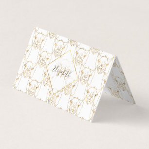 Carte De Visite Blessures d'or mûre Llama Animal Blanc Motif