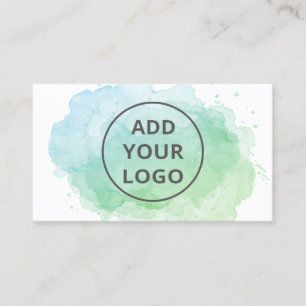Carte De Visite Bleu aquarelle brosse télécharger votre logo