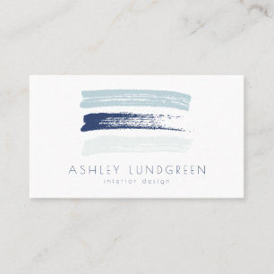 Carte De Visite Bleu Aquarelle Brush Strots Moderne