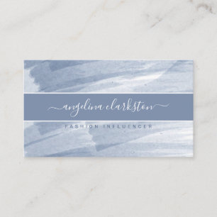 Carte De Visite Bleu Aquarelle Brush Strots Moderne Calligraphie