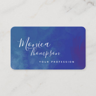 Carte De Visite bleu aquarelle manuscrite cursive feminine