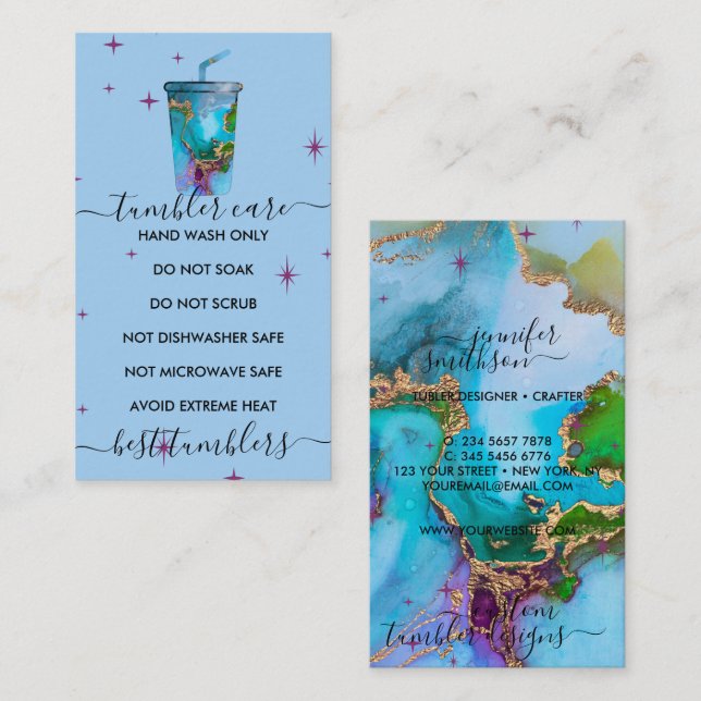 Carte De Visite Bleu avec texture (Devant / Derrière)