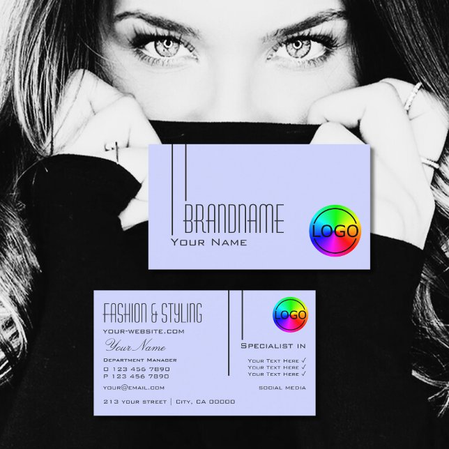Carte De Visite Bleu Bébé clair avec logo Professionnel Simple (Créateur téléchargé)