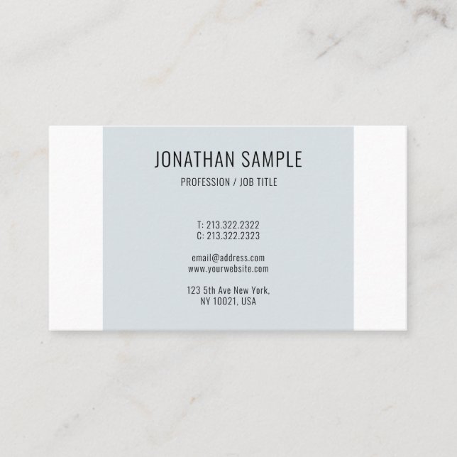 Carte De Visite Bleu Blanc Design Modèle Moderne Professionnel (Devant)