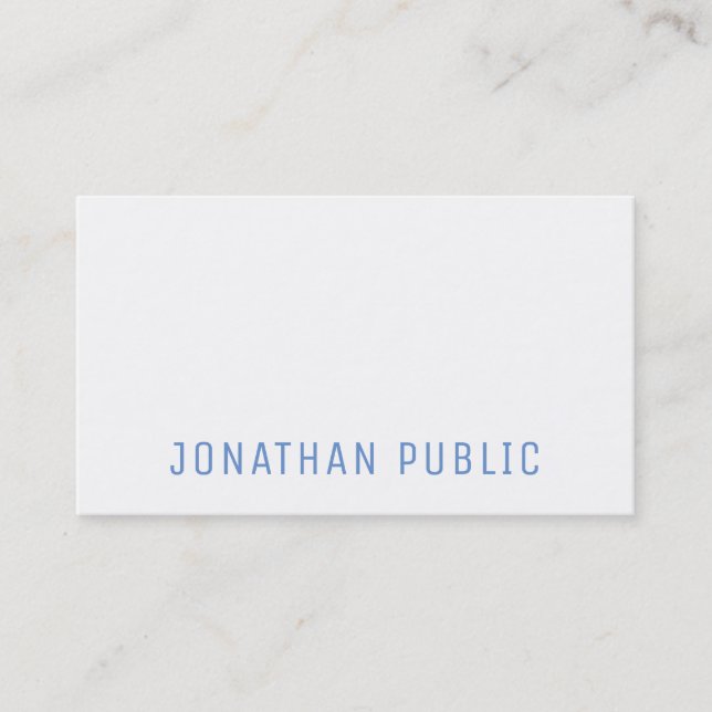 Carte De Visite Bleu blanc minimaliste Design Modèle moderne Éléga (Devant)