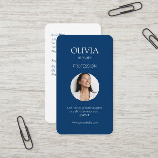 Carte De Visite Bleu blanc / Royal Photo Code QR social