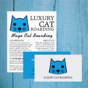 Carte De Visite Bleu Chat, Embarquement De Chats, Catterie