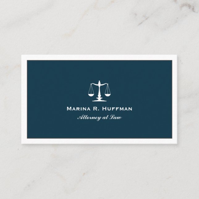 Carte De Visite Bleu chic Avocat Justice Échelle Professionnel (Devant)