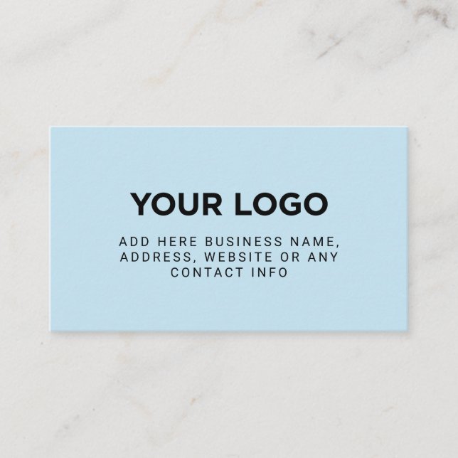 Carte De Visite Bleu Clair | Logo Simple Entreprise (Devant)