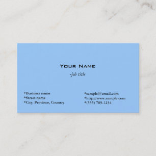 carte de visite bleu clair simple