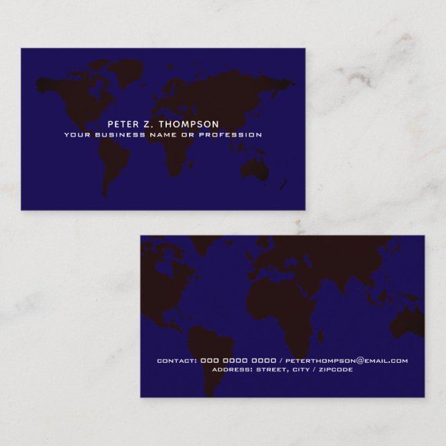 Carte De Visite Bleu commercial intercontinental (Devant / Derrière)