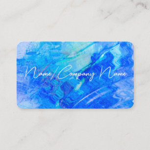 Carte De Visite bleu cool et turquoise ondulent l'art moderne