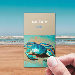 Carte de visite bleu crabe moderne vibrant