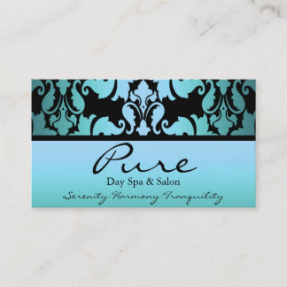 Carte de visite bleu Damask