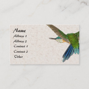 Carte de visite bleu d'animal d'oiseau de colibri