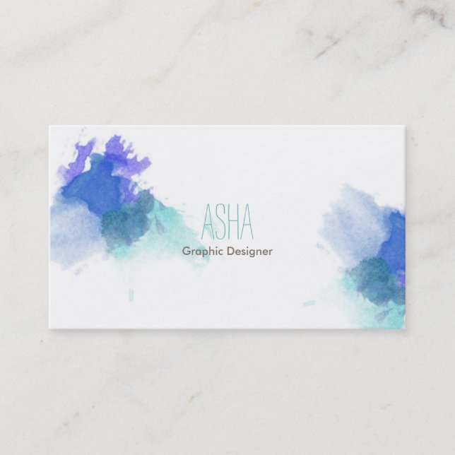 Carte de visite bleu d'aquarelle (Devant)