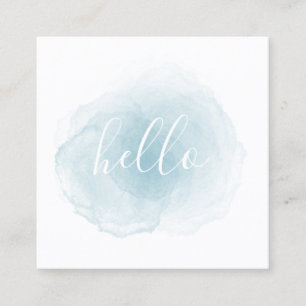 Carte de visite bleu d'aquarelle bonjour