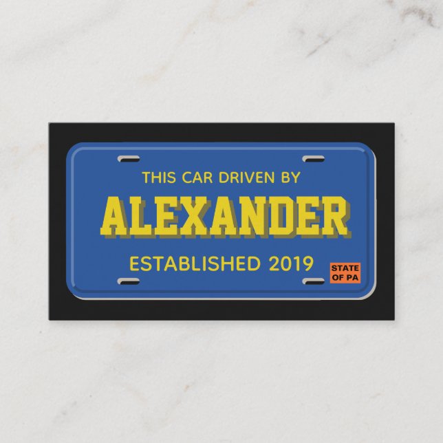 Carte De Visite Bleu de conducteur d'Uber Lyft et plaque (Devant)