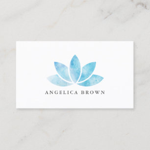 Carte de visite bleu de fleur de Lotus d'aquarelle